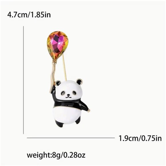 Cute Panda Enamel Brooch With Colorful Balloon Pin For Women & Kids - Picture 2 of 2